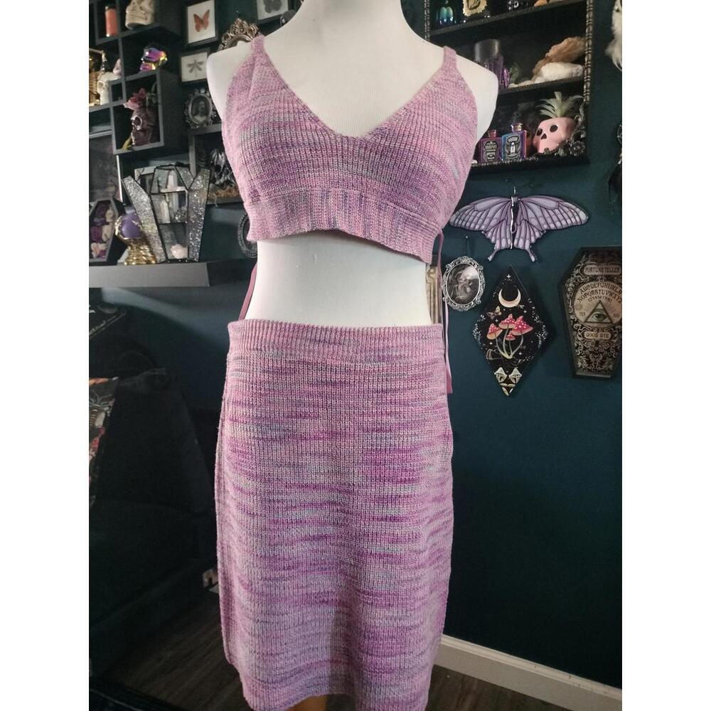 Cute pastel knitted crop top and skirt set